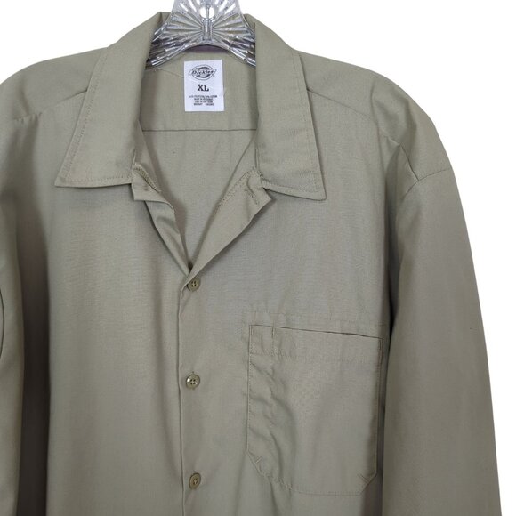 Dickies Mens Long Sleeve Button-Up Work Shirt Size XL Khaki Cotton/Polyester - Picture 3 of 15